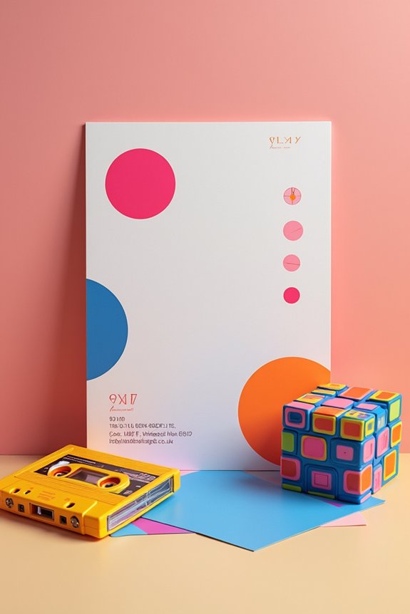 80s inspired bright invitations