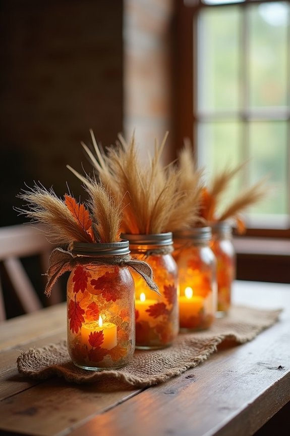 autumn inspired mason jar candleholders