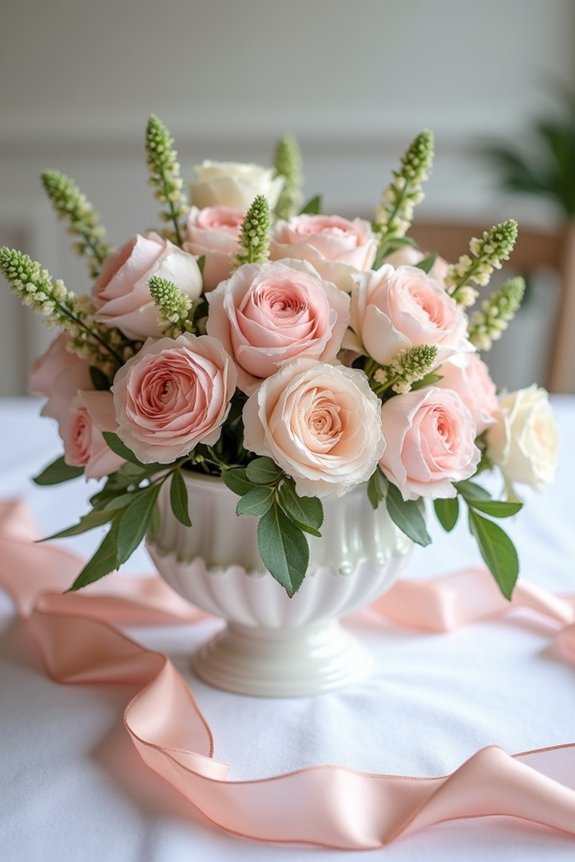 blush pink centerpieces themes