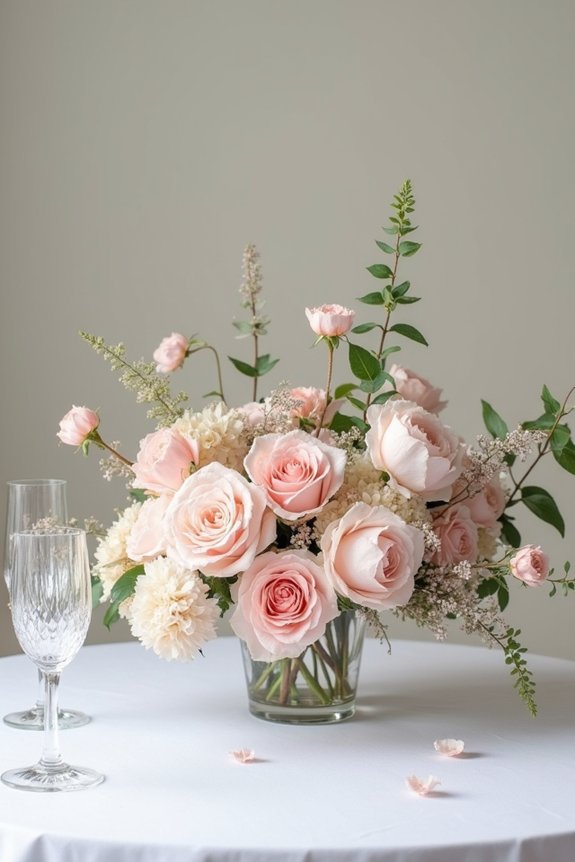 blush pink party centerpieces