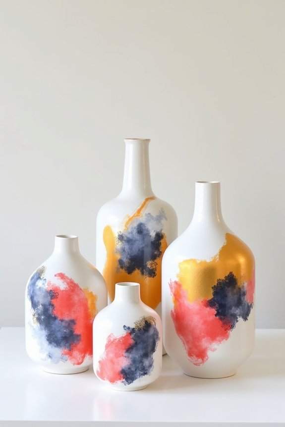 bold abstract painted vases