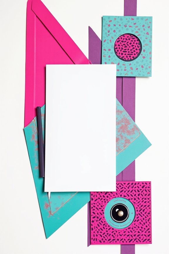 bold geometric 80s invitations