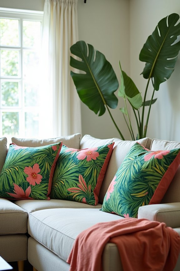 bold prints enhance tropical decor