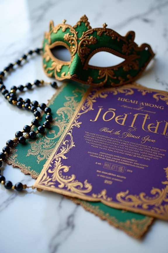 bright bold mardi gras invites