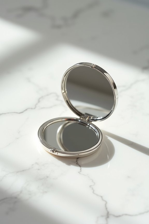 chic silver compact mirrors