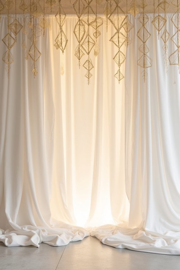 choosing gold white backdrop