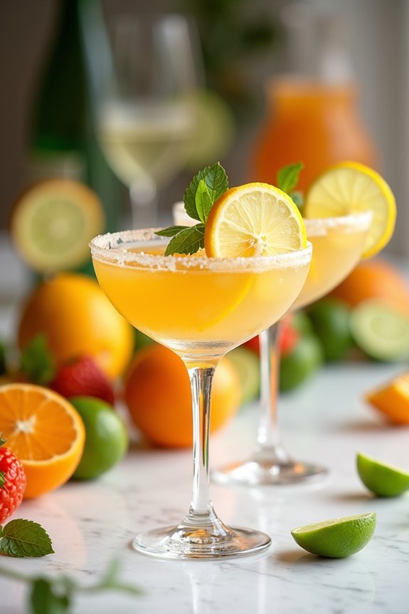 citrus filled margarita glass centerpieces