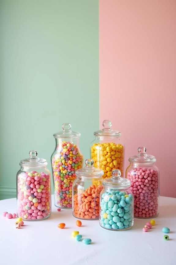 colorful candy treat jars