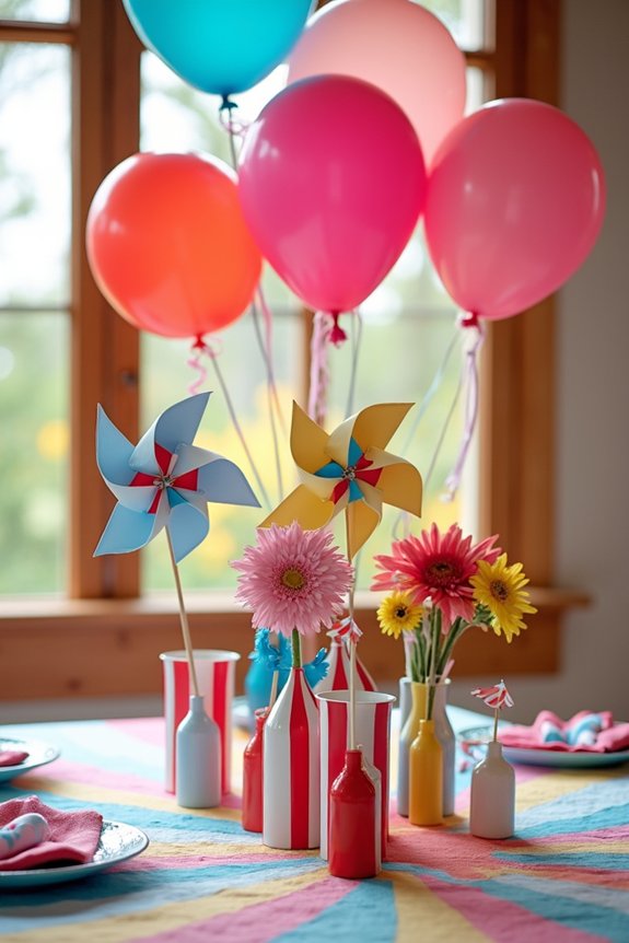colorful carnival table centerpieces