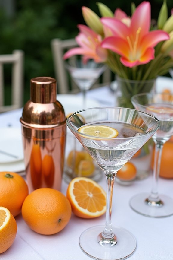 colorful cocktail themed centerpieces
