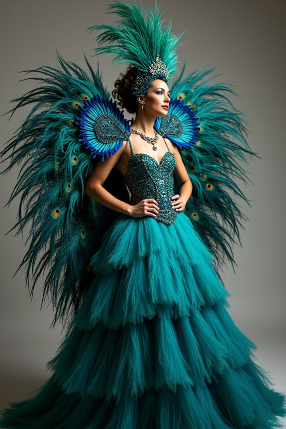 colorful feathered carnival outfits