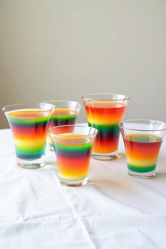 colorful layered jello cups