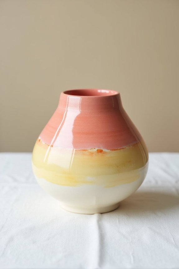 colorful ombre pottery centerpieces