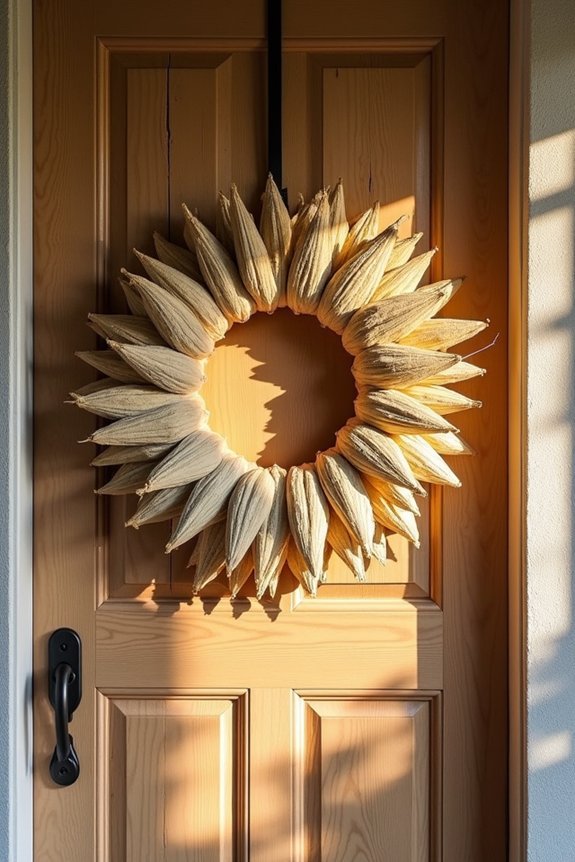 corn husk wreath creation