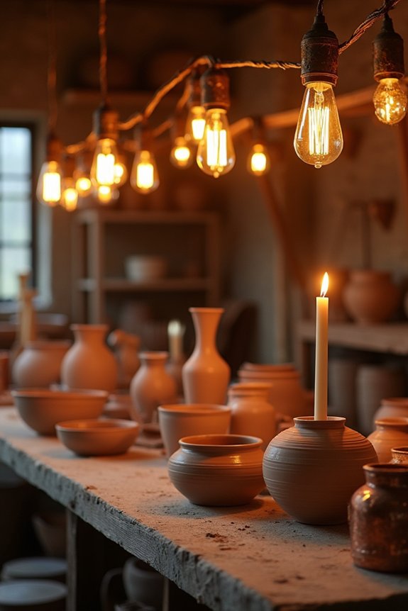cozy ambient pottery lighting