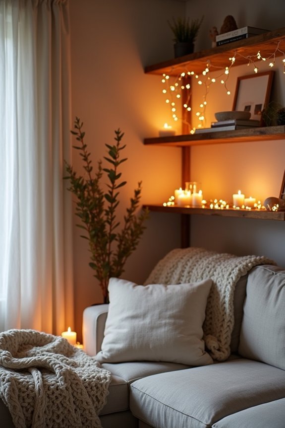 cozy candles and fairy lights