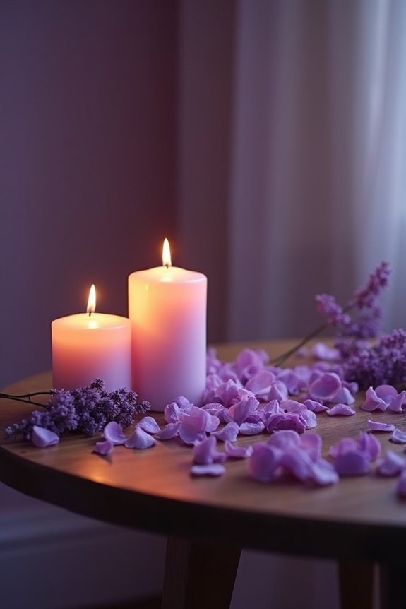 cozy purple candle ambiance