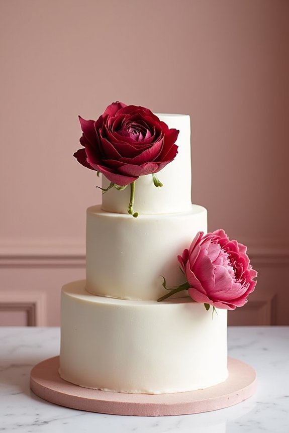 elegant burgundy floral cakes