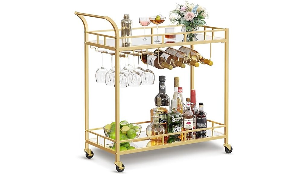 elegant mirrored serving cart
