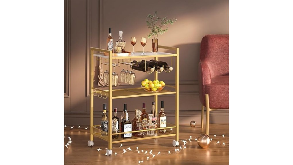 elegant rolling bar cart