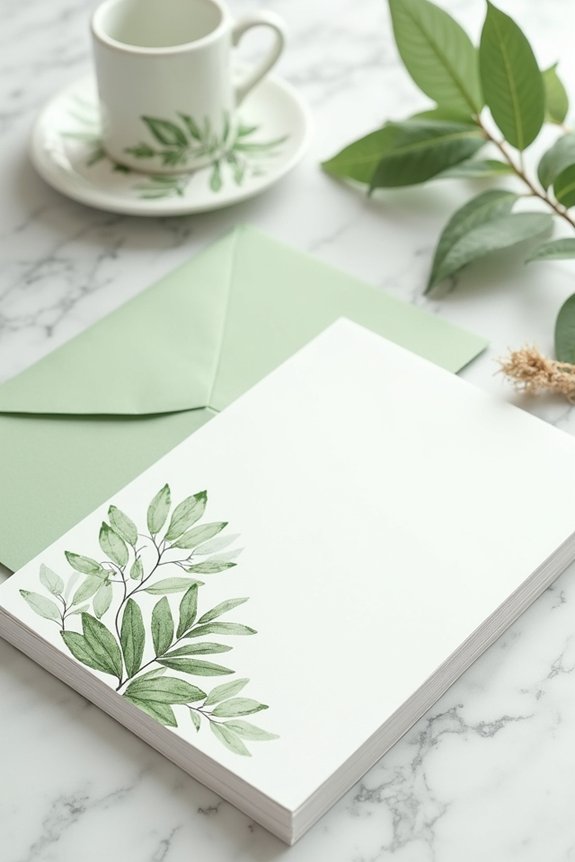 elegant sage green stationery