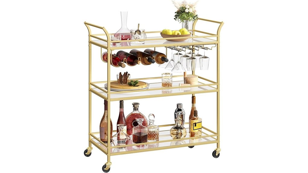 elegant three tier bar cart