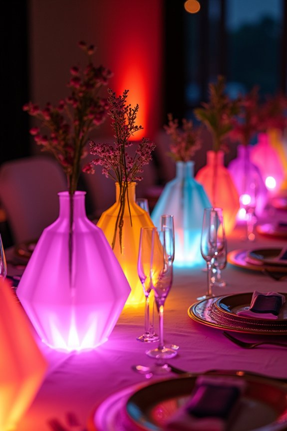 glowing neon table decorations