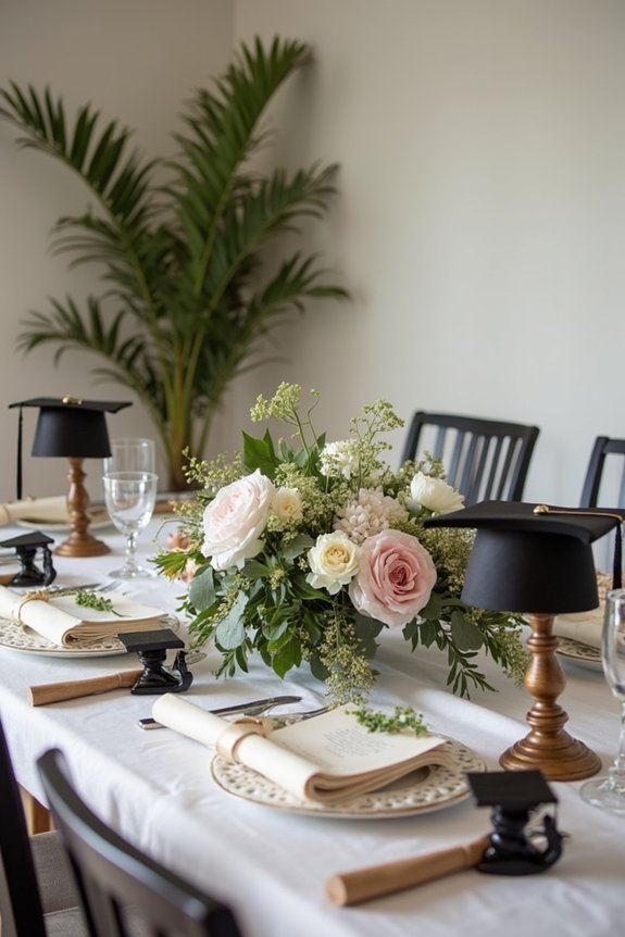 graduation themed table settings