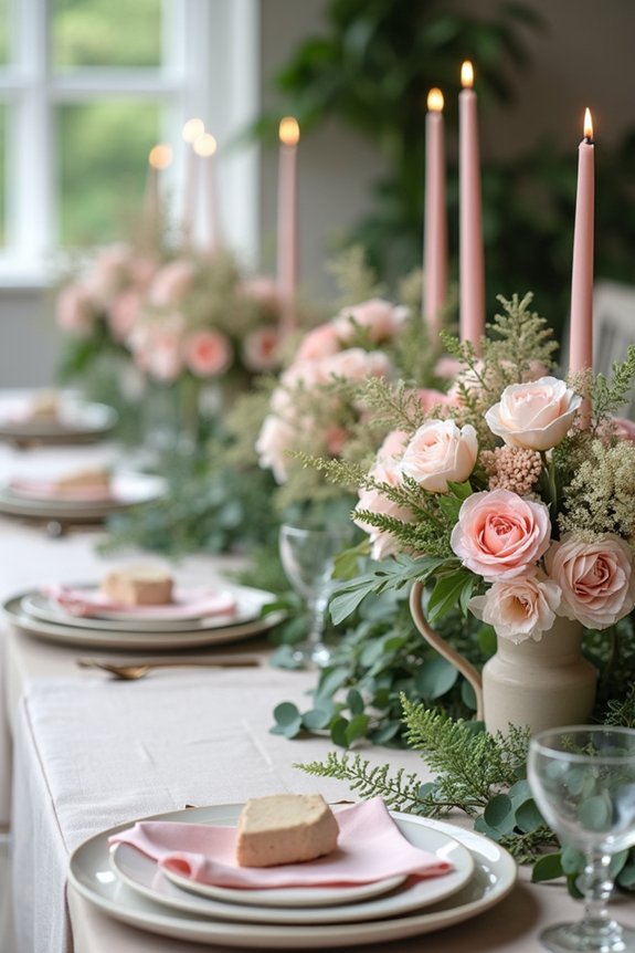 greenery enhances blush elegance