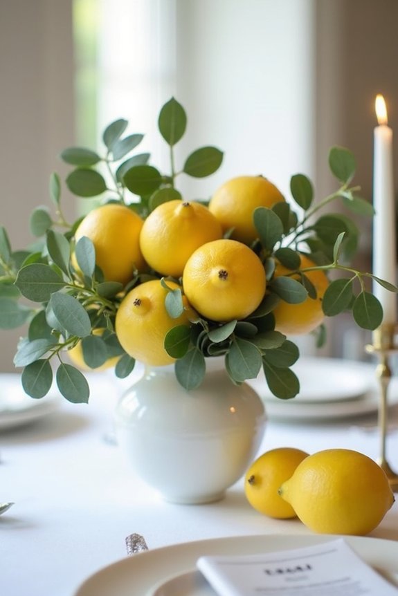 lively lemon greenery centerpieces
