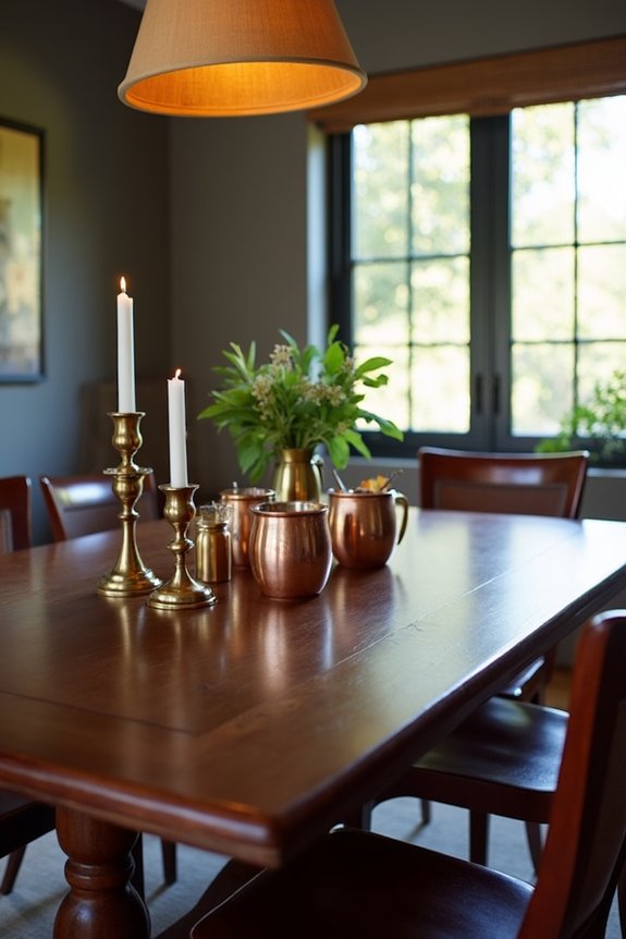 metallic accents dark woods