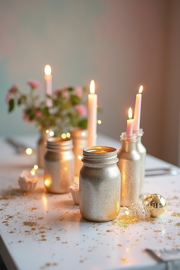 metallic glittery centerpiece magic