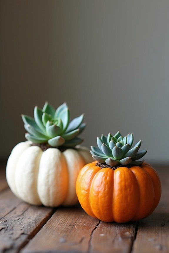 mini pumpkin succulent planters