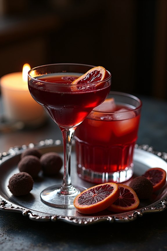 mystery themed cocktails and desserts