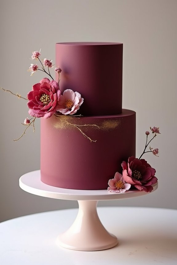 personalized elegant burgundy cake
