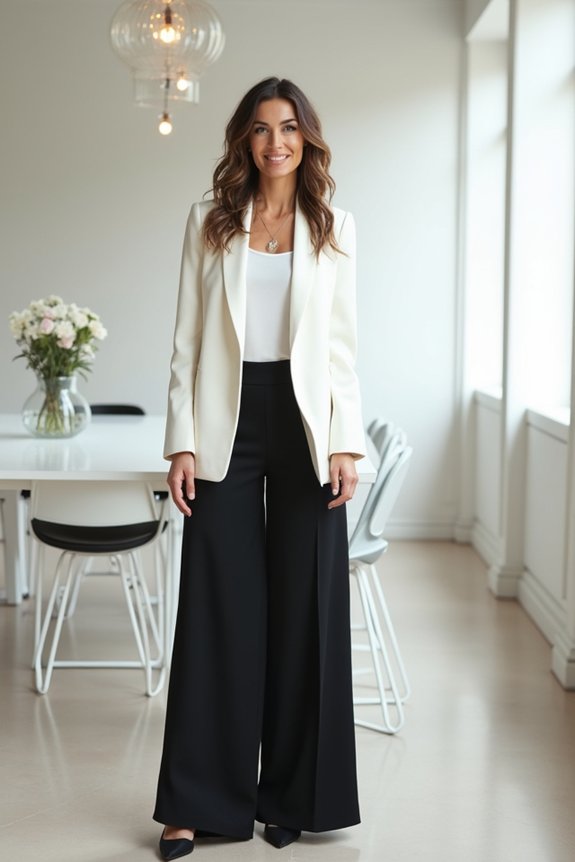 polished black and white outfits