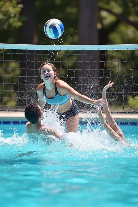pool volleyball team fun