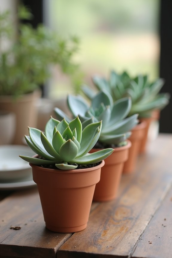potted succulents as favours