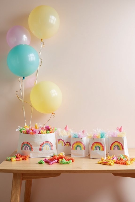 rainbow themed party favors