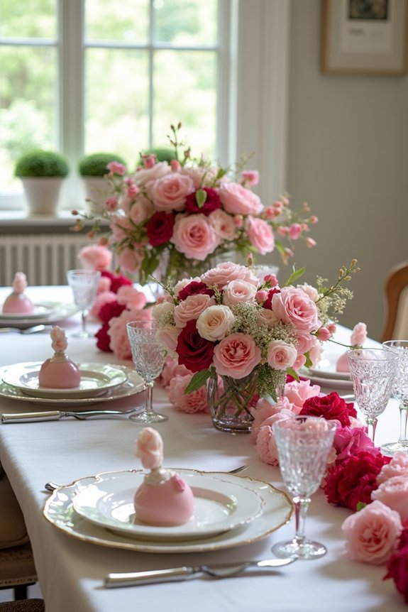 rose garlands and centerpieces
