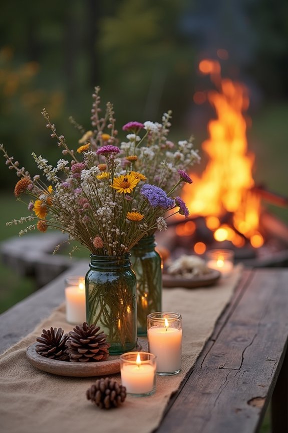 rustic bonfire party centerpieces