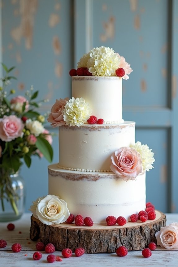 rustic cake with florals