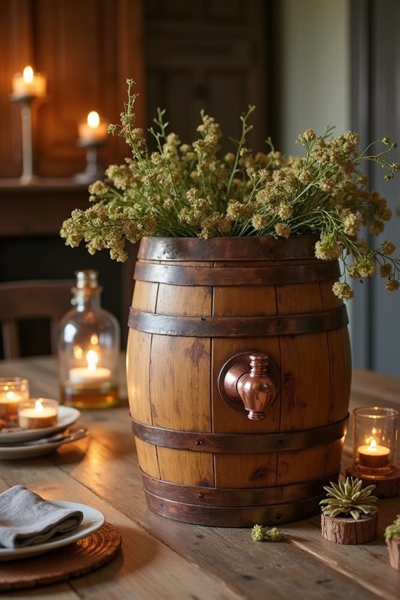 rustic cozy beer centerpieces