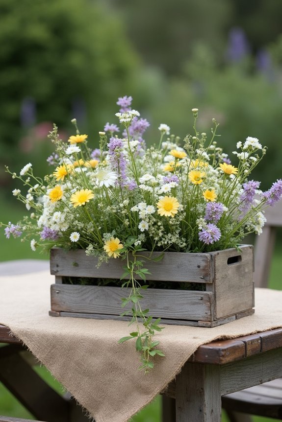 rustic vintage crate centerpieces