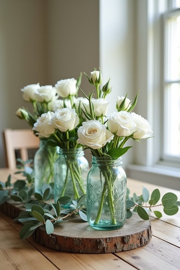 rustic wood greenery centerpieces