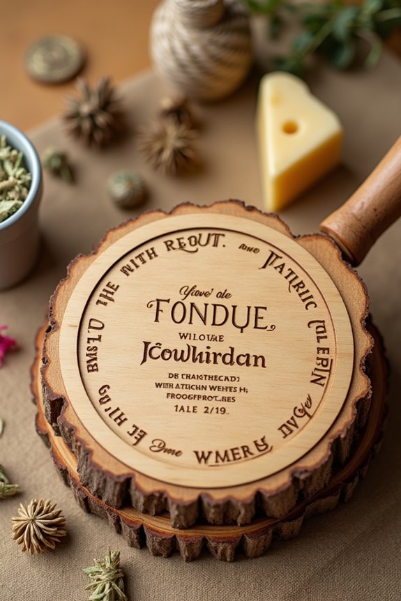 rustic wooden fondue invitations