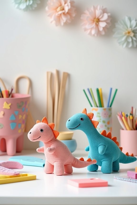 sewing adorable sock dinosaurs