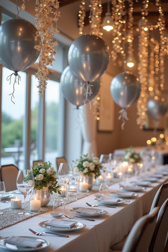 shimmering silver balloon decorations