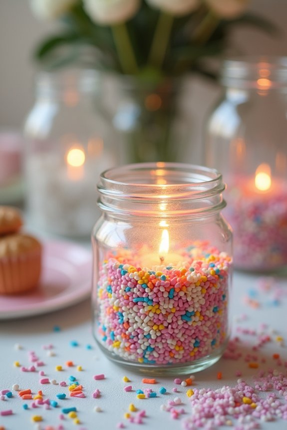 sprinkle filled candle holders