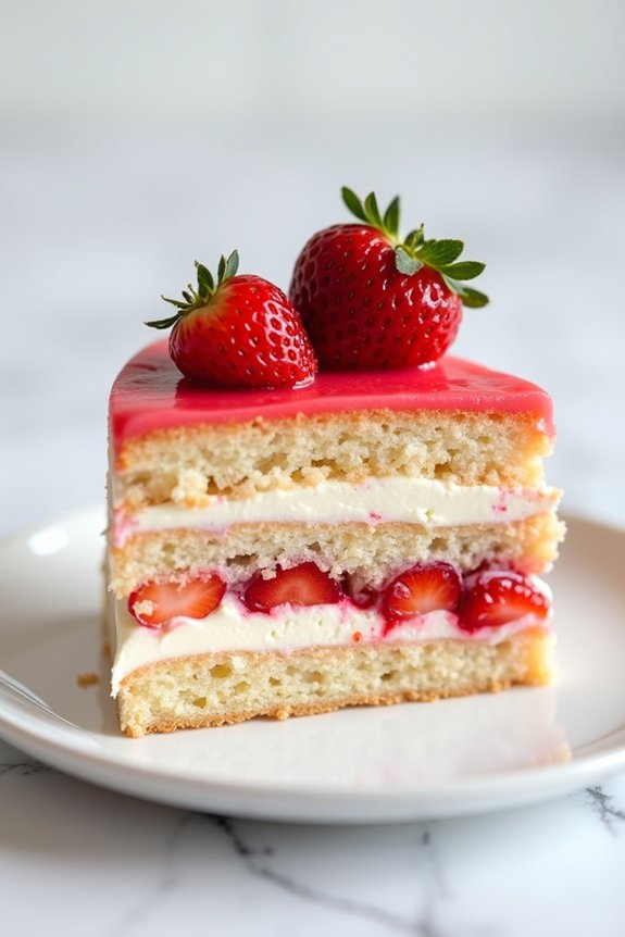 strawberry filled light cake
